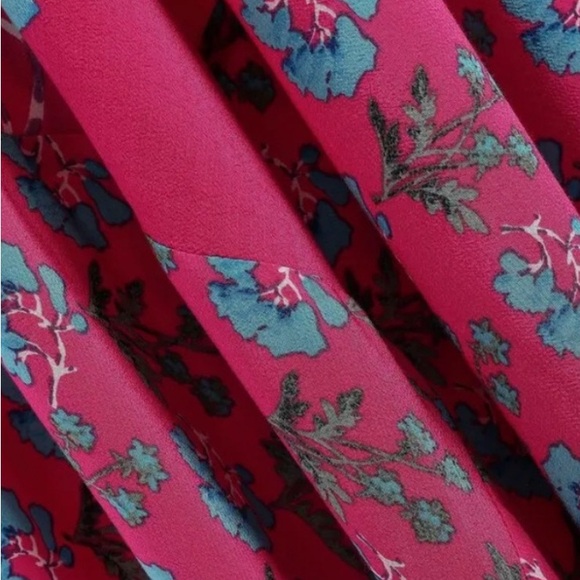 Maje NWT Rushia Pink and Blue Floral Handkerchief Hem Dress Size Large - Picture 5 of 16
